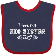 Inktastic I Love My Big Sister With Hearts Baby Bib Siblings Birthday Pictures