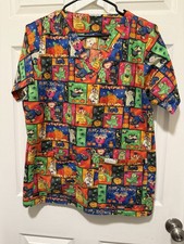 Landau Halloween Trick Or Treat Scrub Top Size Medium