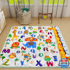 Mfmiudole Baby Gyms Playmats for Playpen, 50" 50" Safari Zoo Alphabet Play Mat W