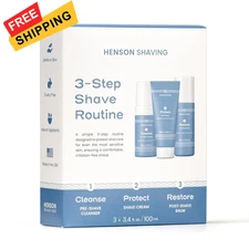 Henson Shaving Skin Care Combo – 3-Step Kit for Men with Cleanser,... 