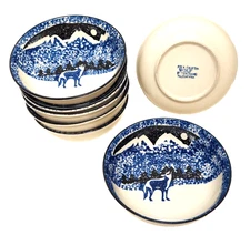 Folk Craft Wolf By Tienshan Discontinued Set Of 8 Soup Salad Cereal Bowls 6.5"