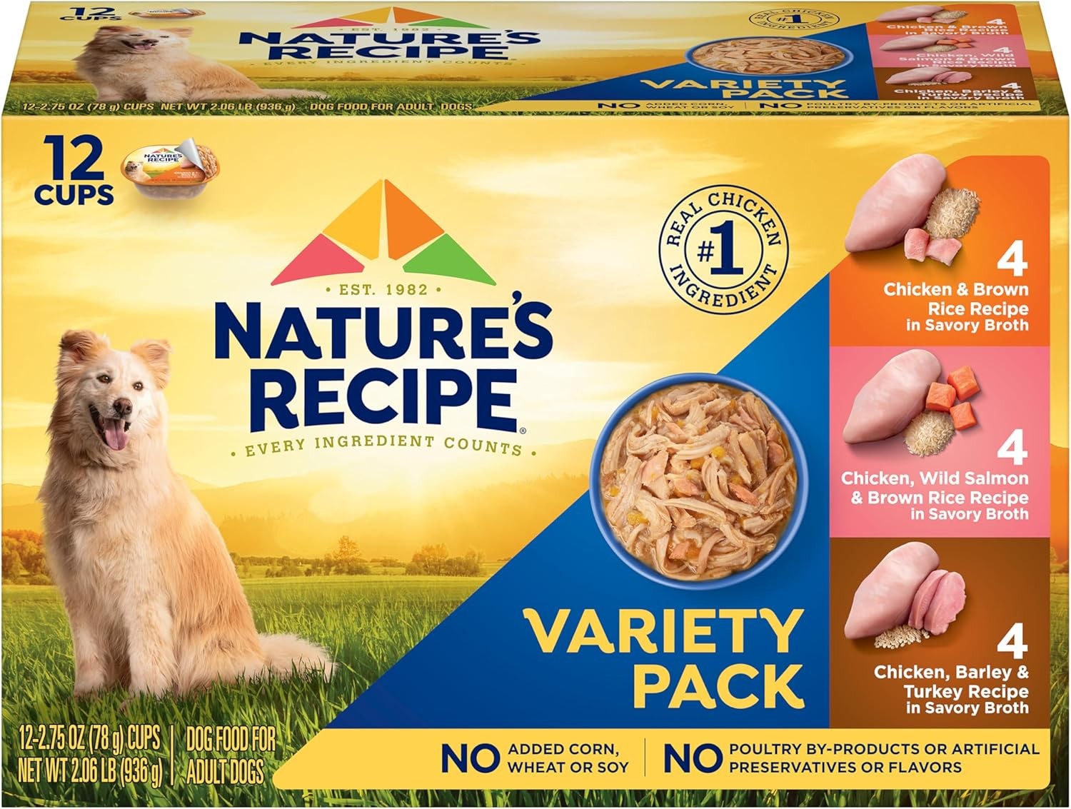 Nature&rsquo;s Recipe Chicken, Salmon and Turkey Recipes Variety Pack Wet Dog Food, 12