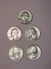 Lot Of 5 Washington 90% Silver Quarters U.S. Coins Pre 1965