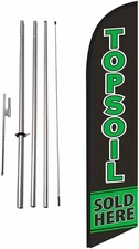 Topsoil Sold Here Advertising Feather Banner Swooper Flag Sign with Flag Pole...