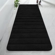 AROGAN Luxury Long Bathroom Runner Rugs 24x60 Inch Bath Rug 24" X 60", Black