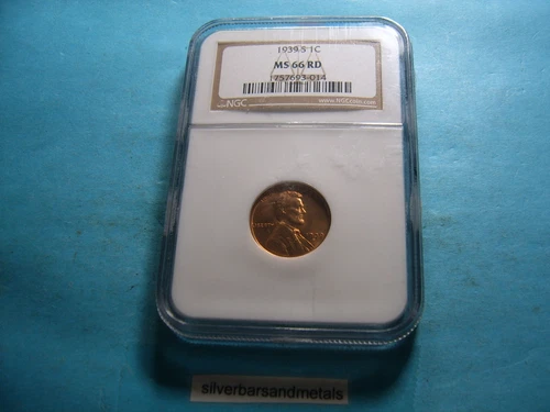 1939-S LINCOLN CENT PENNY MS 66 RD MS66RD NGC NICE COIN #2