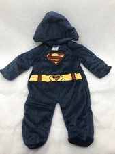 Superman Snowsuit Blue 3-6M Lined Hoodie One Piece Bunting Pram Boys DC Comics