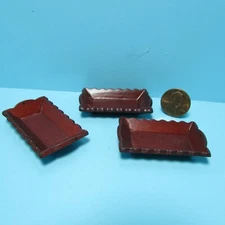 Dollhouse Miniature Mahogany Wood Serving Tray Set of 3 CLA10679
