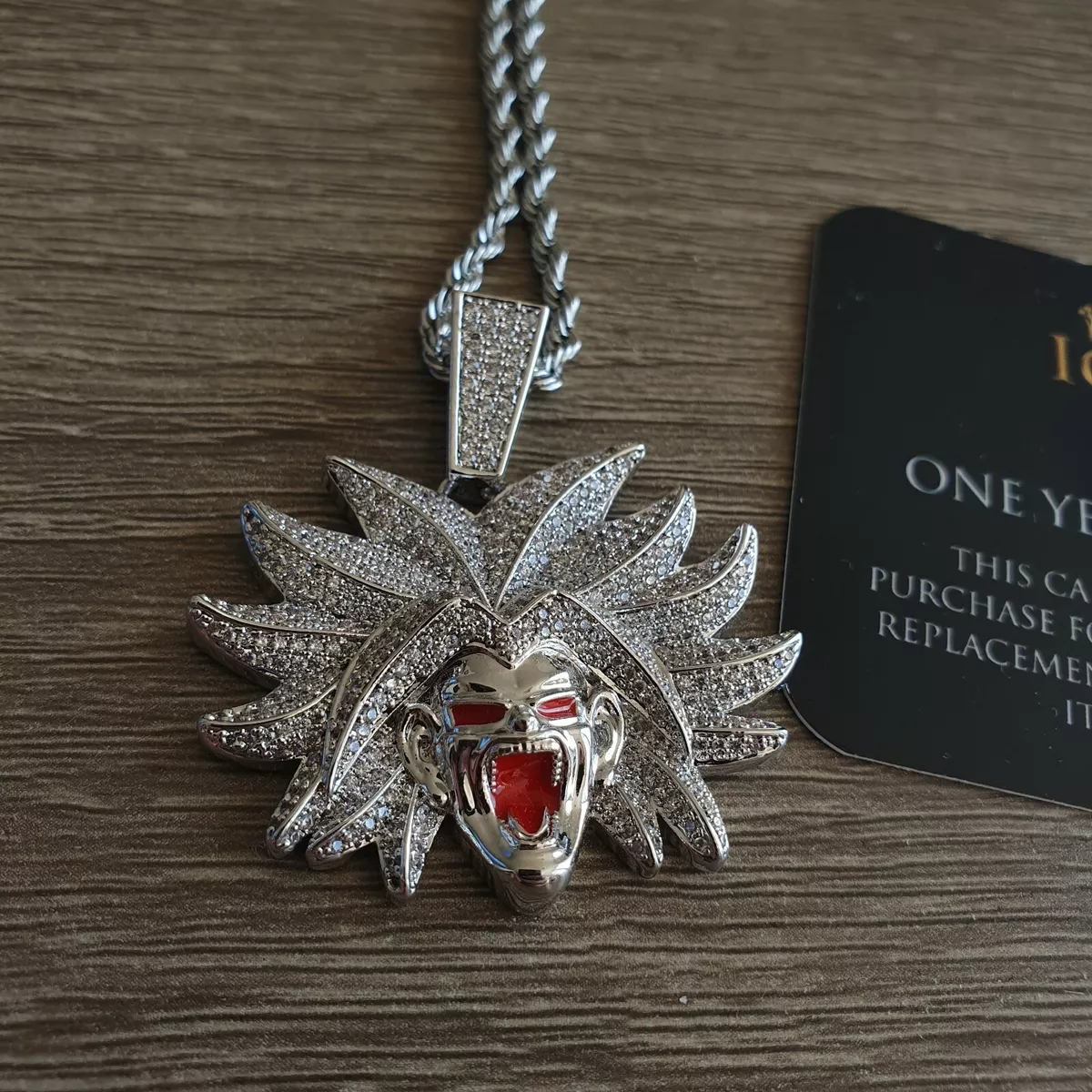 Broly cz Pendant Chain Necklace Iced Out Bling Jewellery Dragon