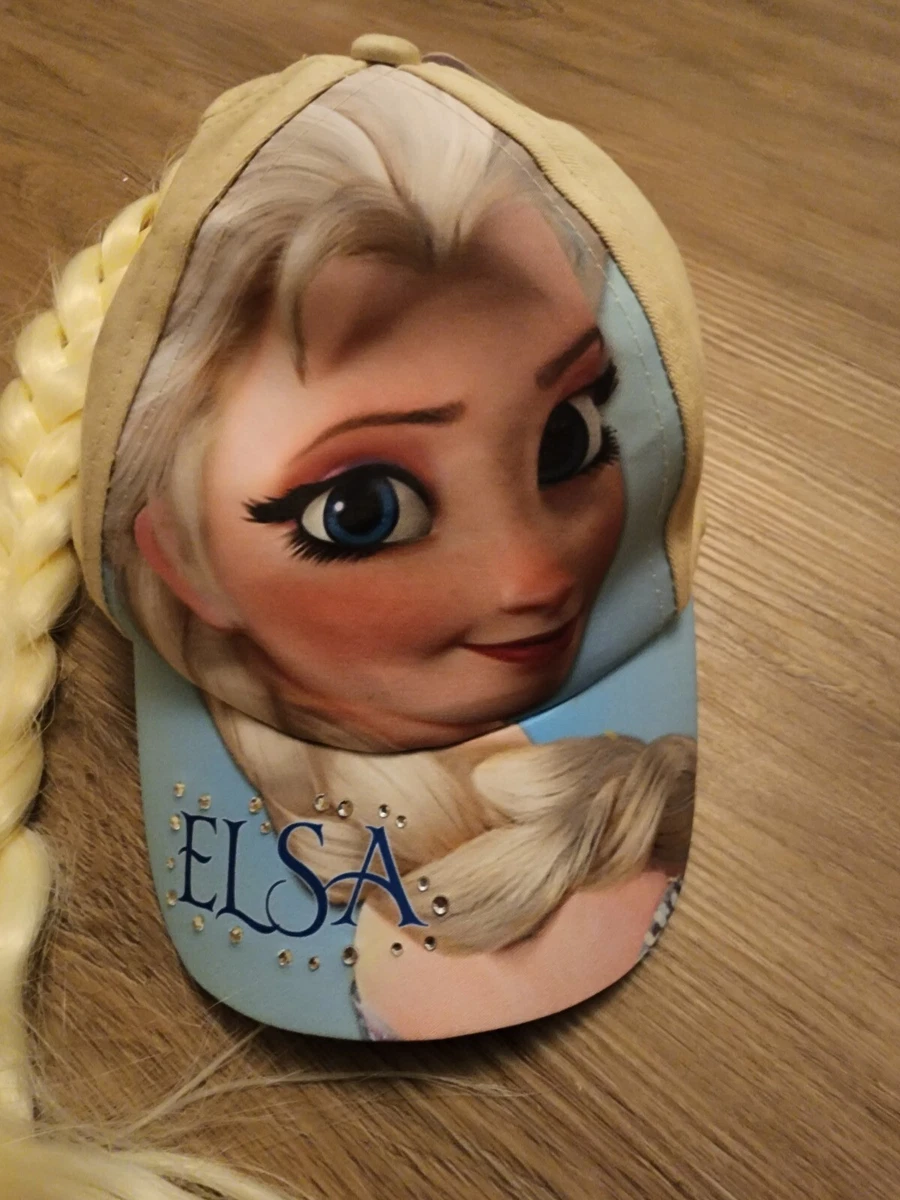 DISNEY FROZEN ELSA GIRLS BASEBALL HAT CAP WITH HAIR BRAID 20