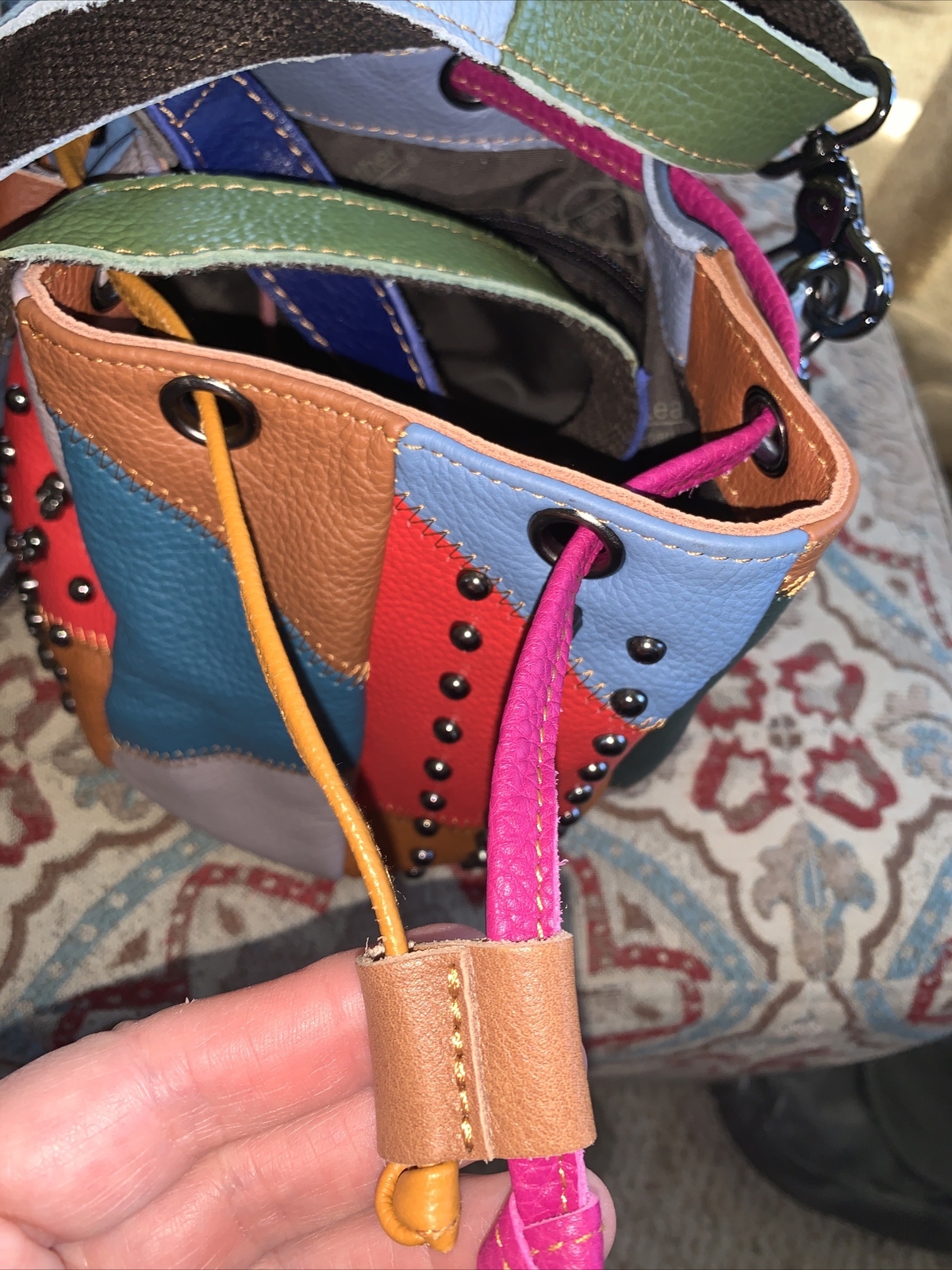 Ameri Leather Skulls And Rivets Patchwork Leather… - image 3