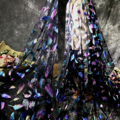 DIY Mesh Sheer Fabric Cloth Soft Gradient Feather Wedding Dress Sewing Materials