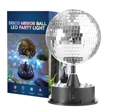 LED Rotating Mirror Disco Ball Table Lamp, Color-Changing Party Light
