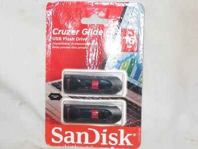 2X 16 GB  Cruzer Glide USB Flash Drive memory nip visible package wear