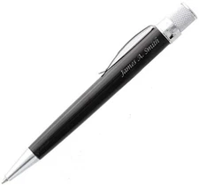 Engraved / Personalized Retro 51 Tornado Black Rollerball Pen