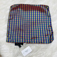 TED BAKER MENS POCKET SQUARE HANDKERCHIEF PLAID MULTI-COLOR SILK