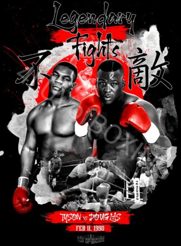 Affiche Mike Tyson vs Jame Buster Douglas 4LUVofBOXING neuve boxe art mural - Photo 1/5