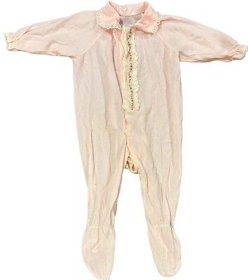 Vintage Cutler's Cuvver-Ups Baby Girl Pink Sleeper One Piece