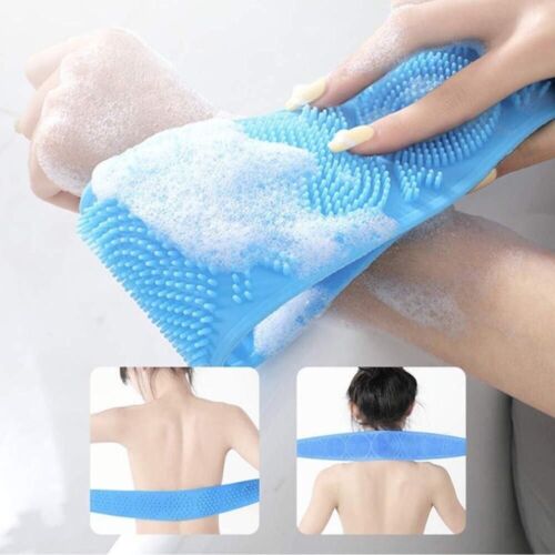 Massage Skin Exfoliating Silicone Bath Brush Back Scrubber Dual Sided Bath Belt - Bild 1 von 16