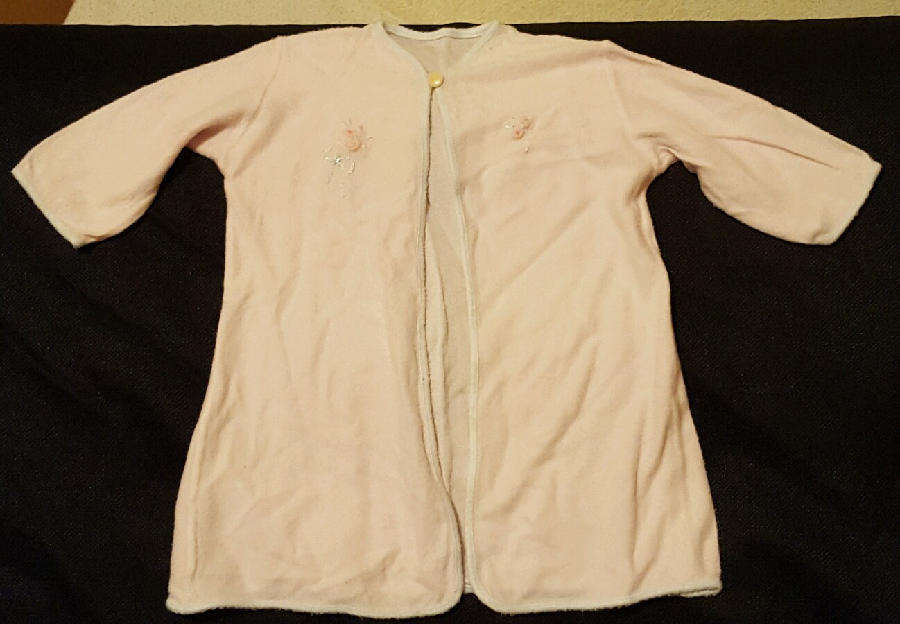 Vintage Soft Pink Baby Girl Robe Gown Infant Newborn Embroidered