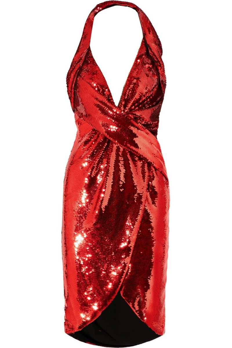 open lace back dress Sabrina Dress in Red Sequin Velvet  Leslie Courreges