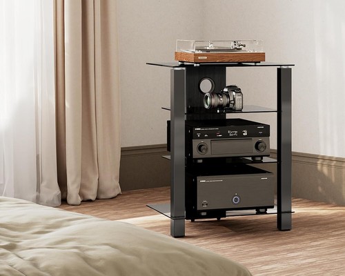 Hifi Stand 4 Tiers Glass TV Stand HIFI Rack Stand Cabinet with Cable Management - Picture 6 of 7