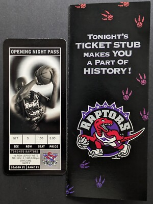 Toronto Raptors Inaugural Season First Game Full Ticket Original