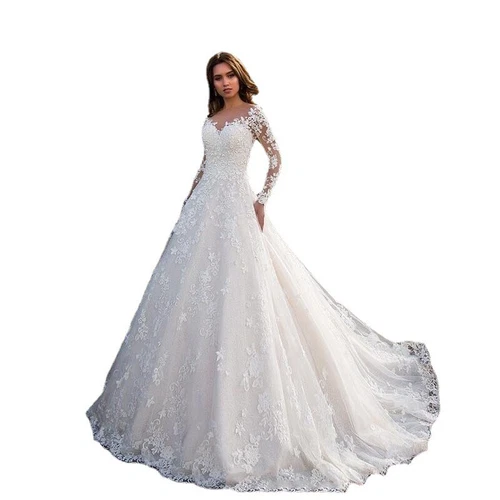Women Lace Formal Wedding Prom Ball Gown Long Evening Party Bridesmaid Dress - Picture 6 of 12
