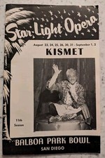 Vintage 1956 Playbill Kismet Star-Light Opera Balboa Park Bowl San Diego