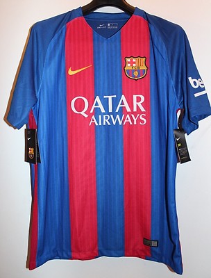 Nike Barcelona Soccer Qatar Airways Royal Blue Red Home