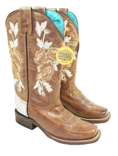 Corral Fringe Leather Western Boot Brown Taupe Womens Size Boots