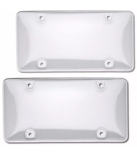 2 Clear License Plate Tag Frame Covers Bubble Shields Protector for Car-Truck - Picture 1 of 2