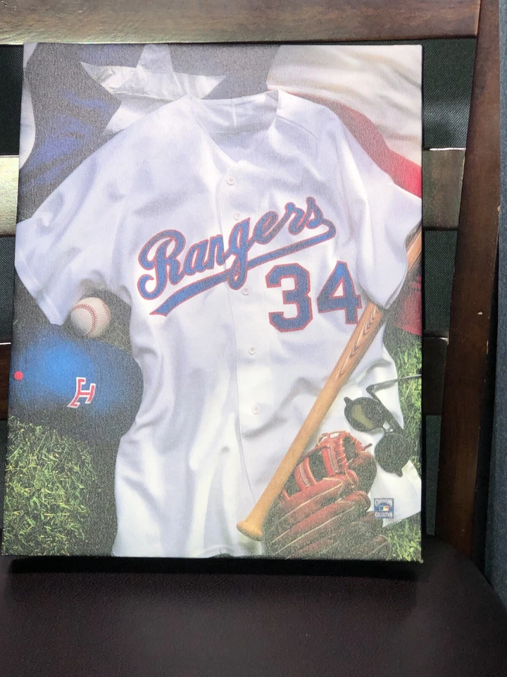 Texas Rangers Jersey 34 Canvis Picture 11”x14” Nolan Ryan Baseball Cap Bat Glove - Изображение 4 из 4
