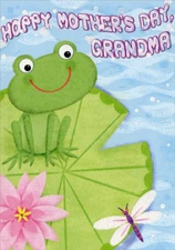 Frog on Lily Pad: Grandma - Designer Greetings Mother's Day Card