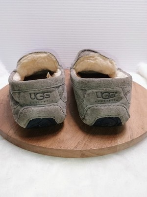 UGG Ascot Slippers Men's 10 Gray Sheepskin Suede Leather Shoes