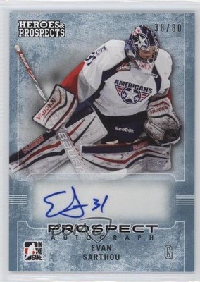 2014-15 ITG Heroes and Prospects Prospect Blue 38/80 Evan Sarthou #25 Auto 2l0