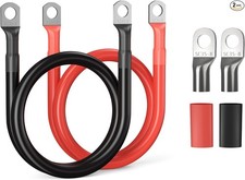 2 AWG 12 Inch Battery Cable, 600V 392°F Tinned Copper Battery Inverter Cables w