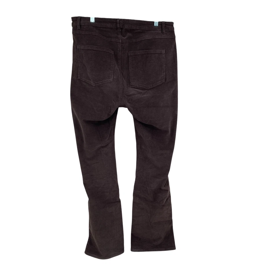 Женские коричневые вельветовые брюки Woman Within большого размера 14 Вт высокие эластичные плоские спереди - Изображение 4 из 4