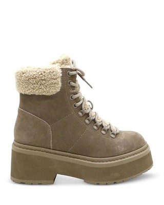 Aqua Thea Lace Up Cold Weather Boots Mushroom Suede Size 6 MSRP $168