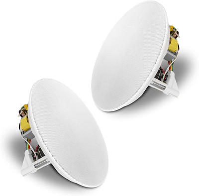 Pair of 8'' Two-Way Coaxial In-Ceiling Speaker, Flush Mount, 70V/100V/8-Ohm Opera