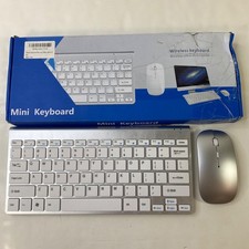 Wireless Ultra-Thin Mini Keyboard Mouse Combo Set White Silver