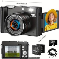 4K HD SLR Digital Camera - Portable, Rechargeable, Vlogging Camera,