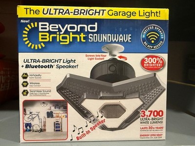 Beyond Bright Soundwave LED Garage Light, Bluetooth Speaker, 3700 Lumens