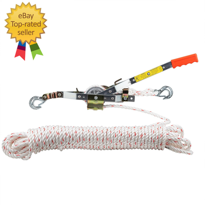 #ad Pow#x27;R Pull A 100 3 4 Ton Capacitty Rope Puller with 100#x27; of 1 2quot; Dia. Rope $307.36