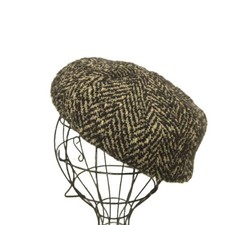 Old Joe Oldjoe Tagged Slub Tweed Rover Beret Coffee Heringbone Bl4 Men'S