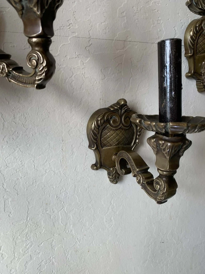3 apliques antiguos victorianos italianos vintage de bronce  Foto 3 de 4