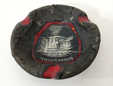 Posacenere Souvenir Vintage Taormina Pietra Lavica Smalto Rosso Anni '50/60 12cm