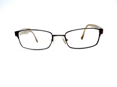 Lucky Brand Matte Dark Brown Metal Floral Temple Rectangle Glasses 50 15 130
