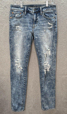 American Eagle Jeans Mens 30x34 Blue Skinny Next Level AirFlex Distressed Preppy