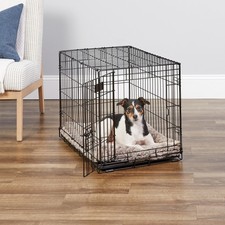 Metal dog cage with leakproof tray and dividers; 30 inches,